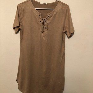 Better Be Faux Suede Tan Dress | Size: M
